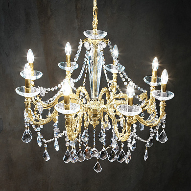 Kolarz CONTARINI CRYSTAL 1299.88.3.SpT люстра золото 24 карата ø85cm высота 76cm мин. высота 99cm макс. высота 144cm 8 ламп e14