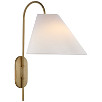 Kinsley Large Articulating Wall Light мягкая латунь с льняным абажуром