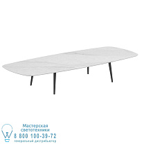 ВЫСОКИЙ СТОЛ STYLETTO 300X120CM, АЛЮМИНИЕВЫЕ НОЖКИ, АНТРАЦИТОВАЯ КЕРАМИЧЕСКАЯ СТОЛЕШНИЦА BIANCO STATUARIO Royal Botania