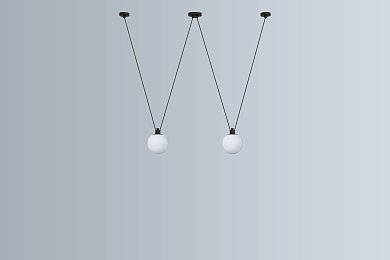 Подвесной светильник Les Acrobates de Gras N°324 Glass Ball 175 DCW éditions, чёрный, шар опаловое стекло 324 P BL-GB175