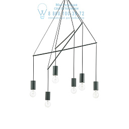 158815 Ideal lux Pop подвесной светильник с шестью ламповыми подвесами на тросах черного цвета