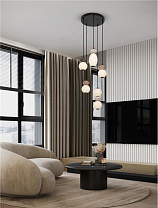 Triac Dimmable Mocha, Light Gray & Dark Gray Ceramic & Opal Glass Matt Black Metal Base LED 28Watt 220-240Volt 1680Lm IP20 3000K D:42 H:237.5 cm
