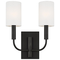 Brianna Double Sconce состаренное железо с льняными абажурами
