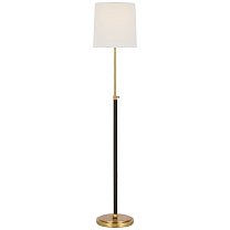 Bryant Wrapped Floor Lamp полированная старая латунь и шоколадная кожа с льняным абажуром