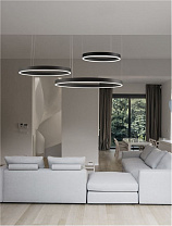Dimmable by Remote Control 2700-6000K Sandy Black Aluminium & Acrylic LED 110 Watt 220-240 Volt 6160Lm IP20 D1: 60 D2: 80 D3: 100 H: 250 cm