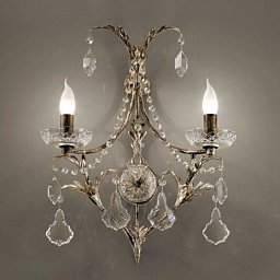 6469/A2 MM lampadari Settecento двухрожковое настенное бра с хрустальными подвесками