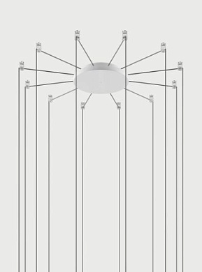 R10L12 1000 Lodes RADIAL CANOPY MAX 12 LIGHTS ø 25CM MATT WHITE CE Основание подвесного светильника белый