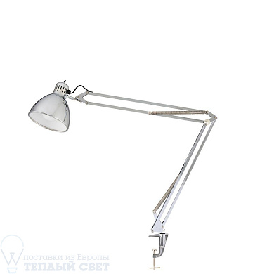настольная лампа с белым плафоном на металлической штанге