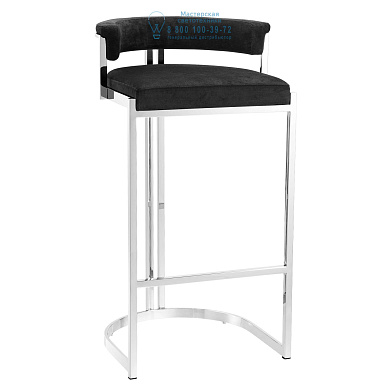 111660 Bar Stool Dante polished ss black velvet Eichholtz