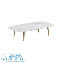 СТОЛ STYLETTO HIGH LOUNGE 220x120CM НОГИ ТИКА КЕРАМИЧЕСКАЯ СТОЛЕШНИЦА BIANCO STATUARIO Royal Botania