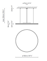 LITE HOLE S120 WHITE; LITE HOLE S120 BLACK LED 19,5W 3664lm 225mA + LED 41W 7960lm 131 x 131 x 17 cm; LITE HOLE S120 GOLD 350mA 3000K CRI≥90 230V DIM PUSH / DALI VOL 0,29 m³; LITE HOLE S120 COPPER