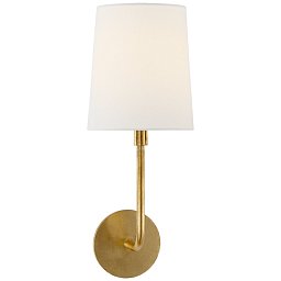 BBL2080G-L Visual Comfort Go lightly настенное бра с цилиндрическим абажуром из ткани и позолоченным креплением