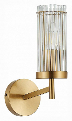 настенное бра с цилиндрическим стеклянным плафоном и латунным основанием