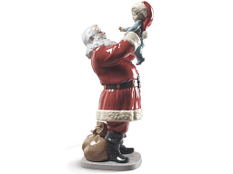 1009254 Lladro Merry Christmas Santa фарфоровая фигурка Санты с поднятой рукой
