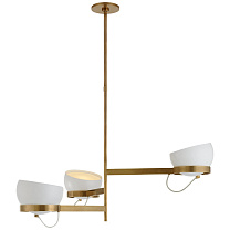 Lightwell Grande Triple Chandelier мягкая латунь с белыми абажурами