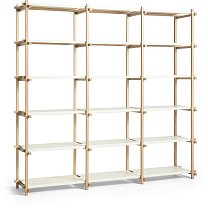 Woody High 206,5×44,5×196,5 см, каркас мыльный дуб / полки сталь, миндально-белые
