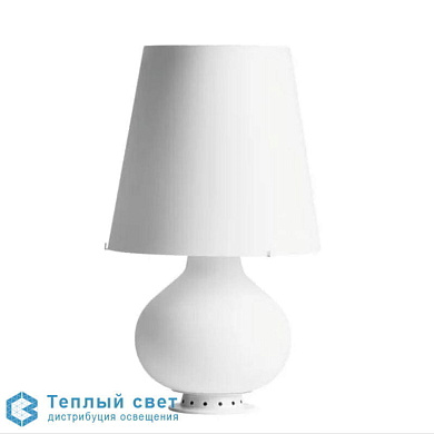 настольная лампа с белым абажуром и круглым основанием