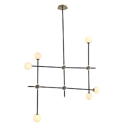 SL429.403.06 ST-Luce Baston потолочный светильник с множеством пересекающихся металлических стержней и сферическими плафонами