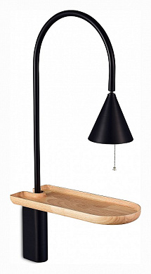 настенное бра с полкой и металлическим плафоном в виде конуса