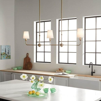Pallas 48.25" 3 Light Linear Chandelier Brushed Natural Brass люстра 52519BNB Kichler