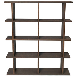 1104270033 Ferm Living Kona открытый книжный стеллаж с прямыми полками из темного массива дерева