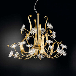 374/12+6 Gold Transparent IDL Girasole подвесная люстра с двенадцатью плафонами цвета золота