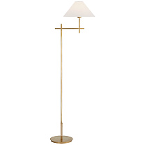 Hackney Bridge Arm Floor Lamp полированная старая латунь с льняным абажуром
