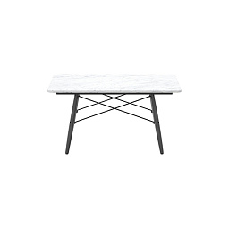 21052021 Vitra Eames Стол квадратный мрамор белый/черный ясень