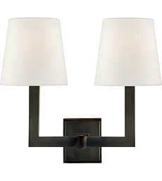 SL2820BZ-L Visual Comfort Square tube двухрожковое настенное бра с абажурами и корпусом из бронзы в геометрическом дизайне