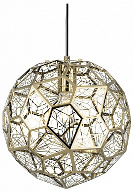 подвесной светильник в виде сферической решетки золотой