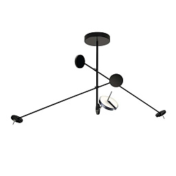 00-7385-05-05 Leds C4 Invisible подвесной светильник с тремя черными плафонами на перекладине