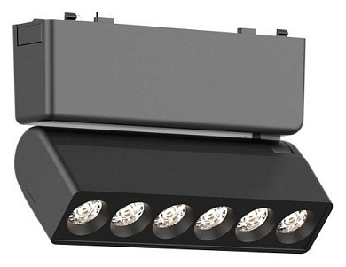 магнитный трековый светильник черный с шестью линзами для магнитного трека 48V