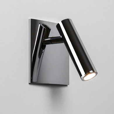 настенный светильник для чтения с поворотным цилиндрическим модулем полированный хром