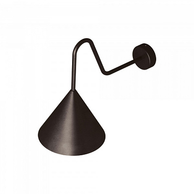 настенный светильник с изогнутым кронштейном и коническим плафоном цвета графен