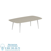НИЗКИЙ ОБЕДЕННЫЙ СТОЛ STYLETTO 220x120CM АЛЮМИНИЕВЫЕ НОЖКИ БЕЛАЯ КЕРАМИЧЕСКАЯ СТОЛЕШНИЦА ЖЕМЧУЖНО-СЕРЫЙ Royal Botania