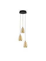 Triac Dimmable Matt Black Metal Base Brass Gold Metal & Champaign Glass LED 24Watt 220-240Volt 1299Lm IP20 3000K D:28 H:160 cm