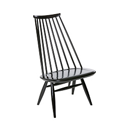 28201104 Mademoiselle artek Кресло с высокими рейчатыми подлокотниками в чёрном цвете