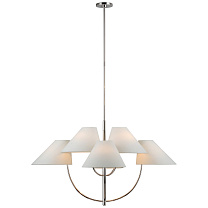 Kinsley Large Two-Tier Chandelier полированный никель с льняными абажурами
