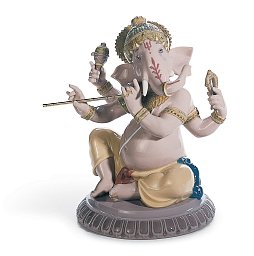 Фарфоровая статуэтка Ганеши с флейтой Bansuri Ganesha Lladro 01008303