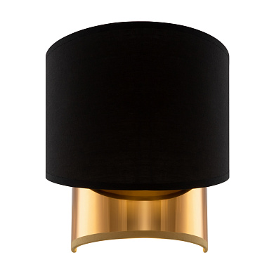 настенный светильник с тканевым абажуром черного цвета и латунной отделкой