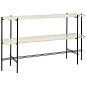 10074033 GUBI TS Collection Приставной столик TS Console 120x30x72 см, черный / нейтрально-белый травертин — фото 2