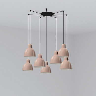 подвесной светильник розовый с семью плафонами
