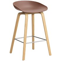 About A Stool AAS 32 Low, сиденье H65 см, основание дуб, лак на водной основе / сиденье полипропилен, мягкий кирпичный / подножка черная сталь