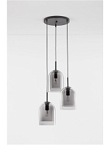 Double Layered Smokey Glass Black Metal Base LED E27 3x12 Watt 100-240 Volt IP20 Bulb Excluded D: 30 H: 185 cm