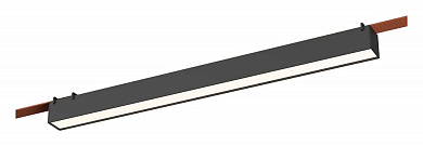 линейный трековый светильник вытянутой формы черного цвета с усиленным световым потоком для ременной системы 48V