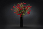 CYLINDER RED ROSES BUSH Цветочная композиция со стеклянной вазой VGnewtrend