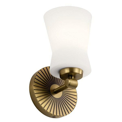 Brianne 9.5" 1 Light Wall Sconce with Satin Etched Cased Opal Glass Brushed Natural Brass настенный светильник 55115BNB Kichler