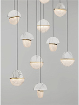 Triac Dimmable Clear & White Cloud Glass, White Marble, Brass Gold Metal, Matt Black Metal Base LED 72Watt 220-240Volt 5040Lm IP20 2700K D:78 H:300 cm