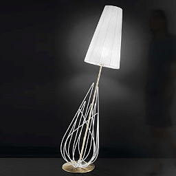 524/1P white+gold IDL Flame торшер с абажуром из матового стекла и золотистым основанием