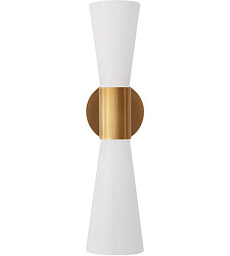 ARN2009HAB/WHT Visual Comfort Clarkson настенный светильник с двойным плафоном-биконусом и вставкой из полированной латуни